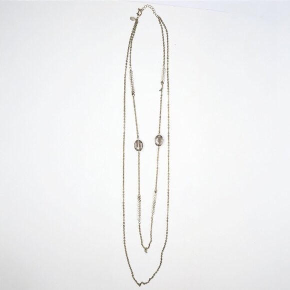 Vintage Charming Charlie Long Double Strand Necklace Gold Tone Chevron Beaded - Picture 10 of 11